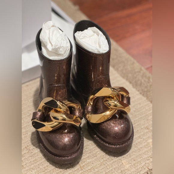 JW ANDERSON Shoes - JW Anderson Brown Glitter Rubber Ankle Boot(Rain Boot) Size 36